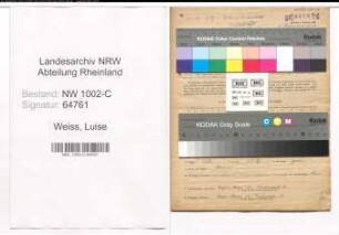 Entnazifizierung Luise Weiss, geb. 18.03.1883 (Kauffrau)