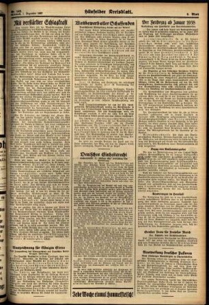Zweite Ausgabe vom Mittwoch, den 01. Dezember 1937.