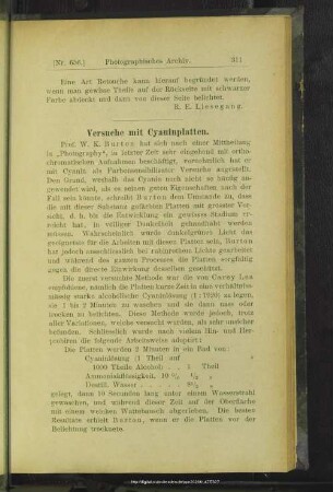 Versuche mir Cyaninplatten