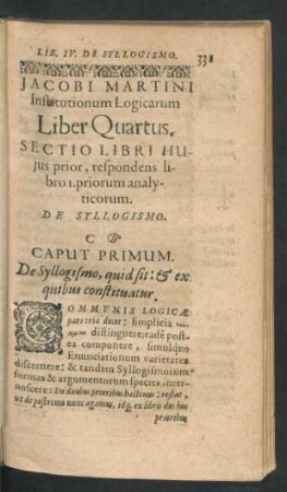 Liber Quartus. De Syllogismo.