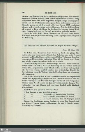 Heinrich Carl Abraham Eichstaedt an August Wilhelm von Schlegel, Jena, 12.03.1806