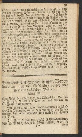 Epochen einiger wichtigen Revolutionen, aus der Geschichte ...