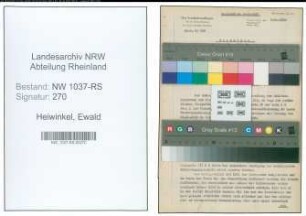 Entnazifizierung Ewald Heiwinkel , geb. 15.10.1895 (Justizsekretaer)