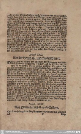 Articul XXXII. Von Quatember=und Recess-Geldern.