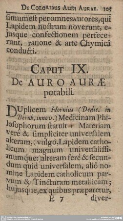 CAPUT IX. De AURO AURAE potabili.