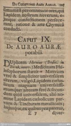 CAPUT IX. De AURO AURAE potabili.