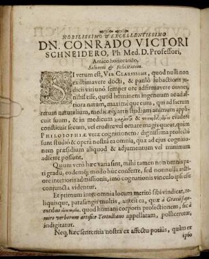Nobilissimo & Excellentissimo Dn. Conrado Victori Schneidero [...]