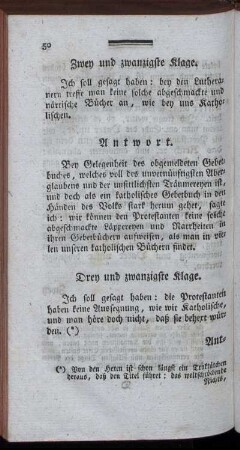 Drey und zwanzigste Klage.