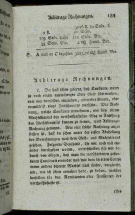 Arbitrage Rechnungen.