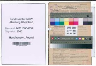 Entnazifizierung August Hundhausen , geb. 09.06.1891 (Stadtinspektor)