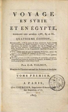 Voyage en Syrie et Égypte pendant les années 1783, 84 et 85, 1