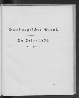 Hamburgischer Staat. Im Jahre 1859, (Ende Februar.)