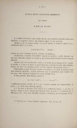 Teorica delle congruenze bimodulari.