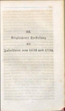 III. Vergleichende Darstellung der Jubelfeier von 1630 und 1730.