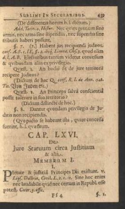 Cap. LXVI. De Jure Statuum circa Justitiam & alia.