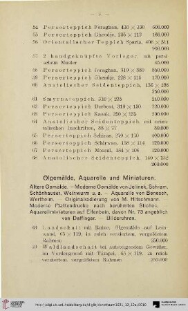 Ölgemälde, Aquarelle und Miniaturen (Nr. 69-110)