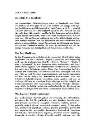 Ist [der] Stil meßbar?