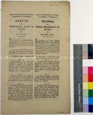 Verordnung des Generaladministrators der Franzosen über das Forstwesen Berlin 1807 (französisch/deutsch)