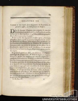 Chapitre III. Comment on doit établir sur la maconnerie des Fondemens, les premiéres assises, ou l'embasement des Edifices.