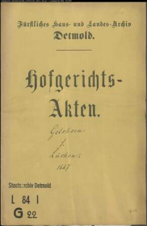 Gelshorn, Gerhards Witwe gegen Hermann Lücken - Schuldforderung