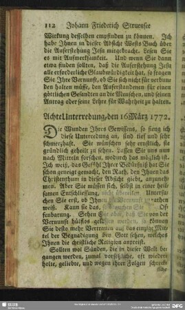 Achte Unterredung, den 16 März 1772