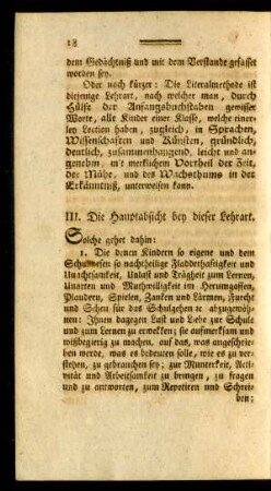 III. Die Hauptabsicht bey dieser Lehrart