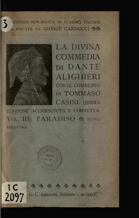 La divina commedia di Dante Alighieri / Volume 3