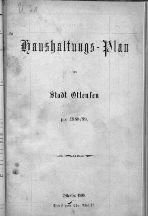 1888/89(1888): Haushaltungs-Plan der Stadt Ottensen : pro ...