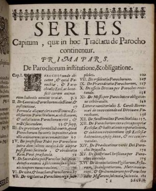 Series Capitum, quæ in hoc Tractatu ...