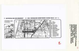 Stadtkern, Dorsten-Wulfen (Diplomarbeit bei Kurt Dübbers): Baustufenplan und Gestaltungskonzept 1:2500