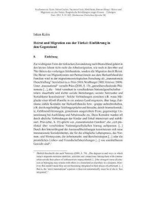 Heirat und Migration aus der Türkei: Einführung in den Gegenstand