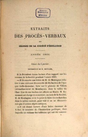 Bulletin de la Société d'Emulation du Département de l'Allier : sciences, arts et belles-lettres, 10. 1866/67