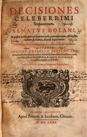 Decisiones celeberrimi sequanorum Senatus Dolani