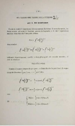 Sul calcolo del valore della funzione ... .