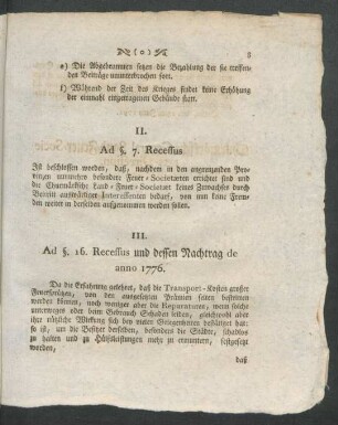 II. Ad §. 7. Recessus.