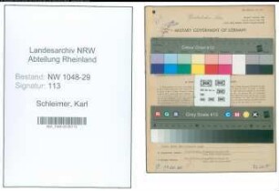 Entnazifizierung Karl Schleimer , geb. 23.01.1895 (Beamter)