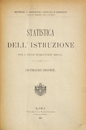 Statistica dell'istruzione : per l'anno scolastico .... 1880/81 (1883)