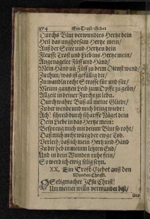 XX. Ein Trost-Gebet auß den Wunden Christi.