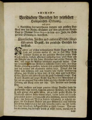 Verschiedene Vorreden der peinlichen Halsgerichts-Ordnung ...