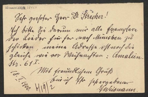 Brief an B. Schott's Söhne : 18.02.1900