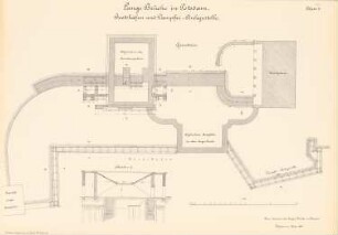 Lange Brücke, Potsdam: Bootshafen und Dampferanlegestelle: Grundriss, Schnitt 1:100