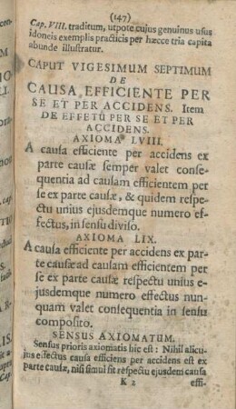 Caput Vigesimum Septimum De Causa Efficiente Per Se Et Per Accidens. Item De Effetu Per Se Et Per Accidens.