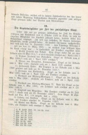 II. Die Kapitelmitglieder zur Zeit der zwiespältigen Wahl.