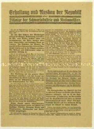 Aufruf der Vereinigten SPD zur Reichstagswahl am 4. Mai 1924