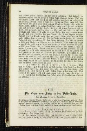 ¬Die¬ Lehre vom Satze in der Volksschule