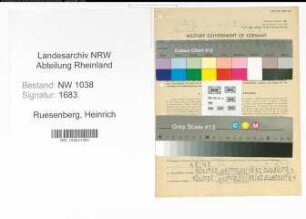 Entnazifizierung Heinrich Ruesenberg , geb. 25.09.1896 (Maler)
