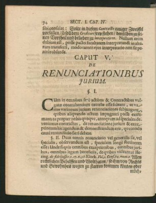 Caput V. De Renunciationibus Iurium.