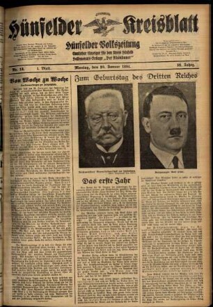 Erste Ausgabe vom Montag, den 29. Januar 1934.
