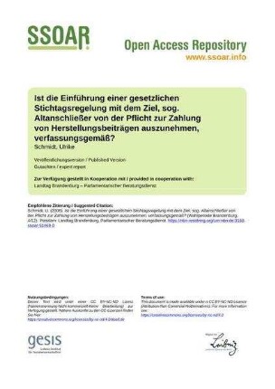 Ist die Einführung einer gesetzlichen Stichtagsregelung mit dem Ziel, sog. Altanschließer von der Pflicht zur Zahlung von Herstellungsbeiträgen auszunehmen, verfassungsgemäß?