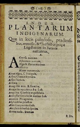 Index Plantarum Indigenarum
